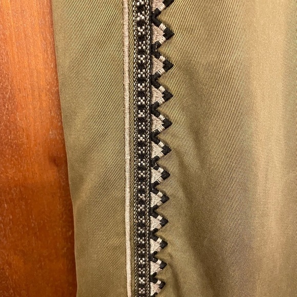 Anthropologie Womens Army Green Elastic Ankle Embroidered Pants - Picture 5 of 8